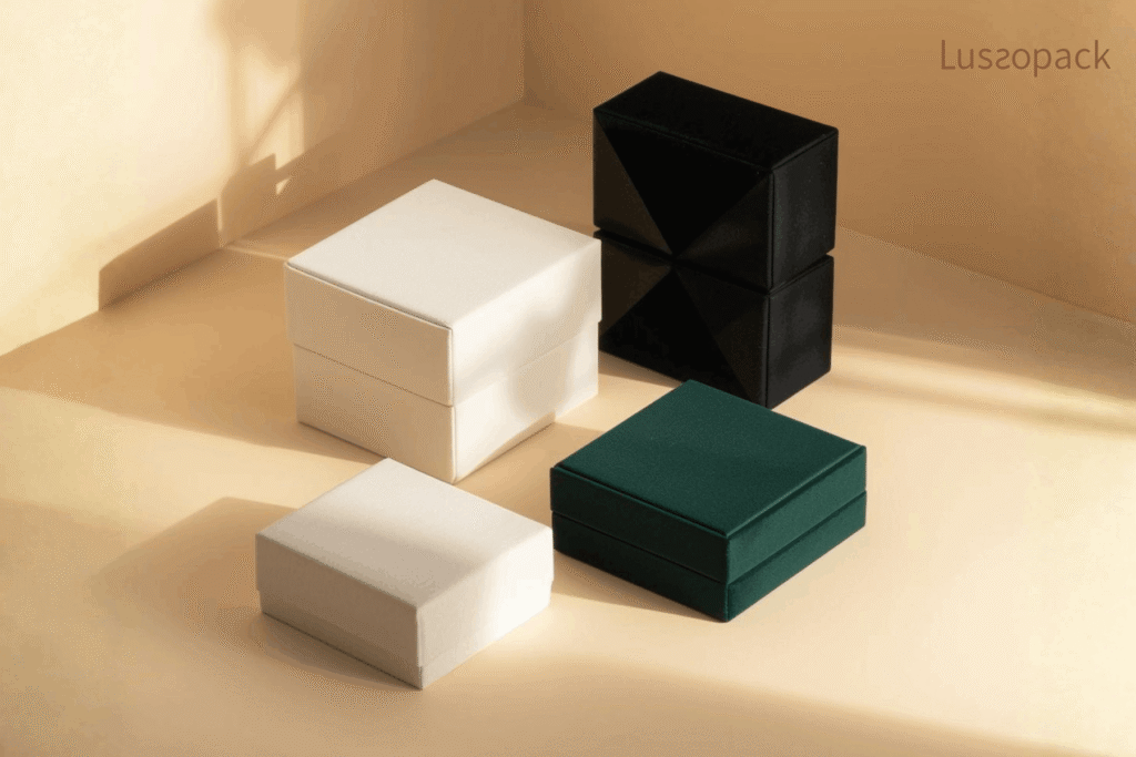 Premium jewelry boxes with minimalist design for luxury product packaging