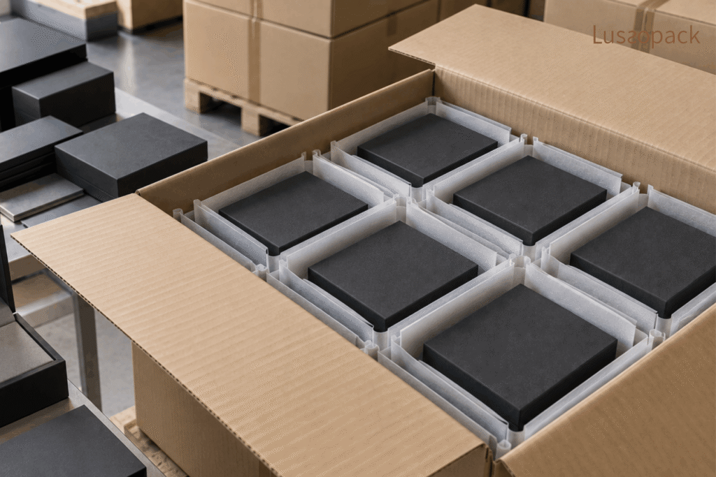 Bulk watch boxes packed for shipment when calculating landed cost to Switzerland